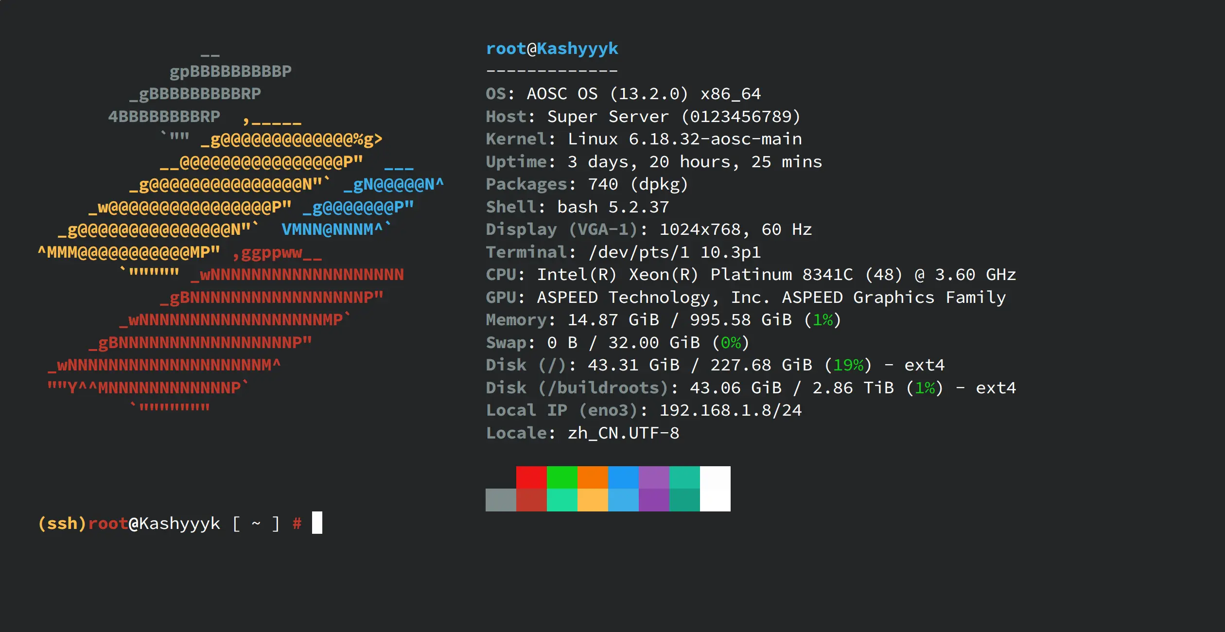 x86-64 构建机 Kashyyyk：系统信息