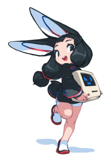 An-An (安安) Holding A Retro Computer (credit: Tyson Tan).